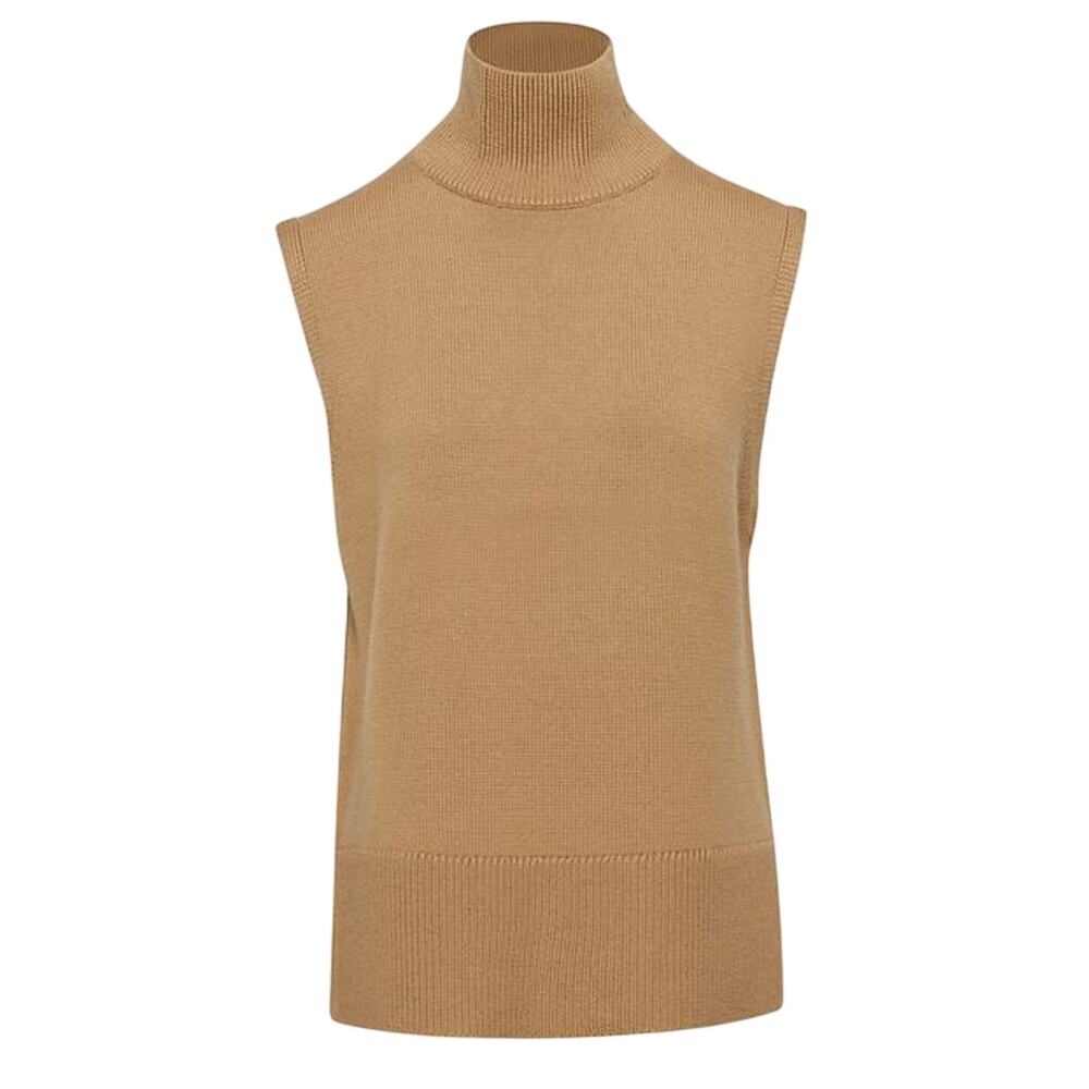 Babaton Cozy Constant Camel Successor Sweater Vest Size S